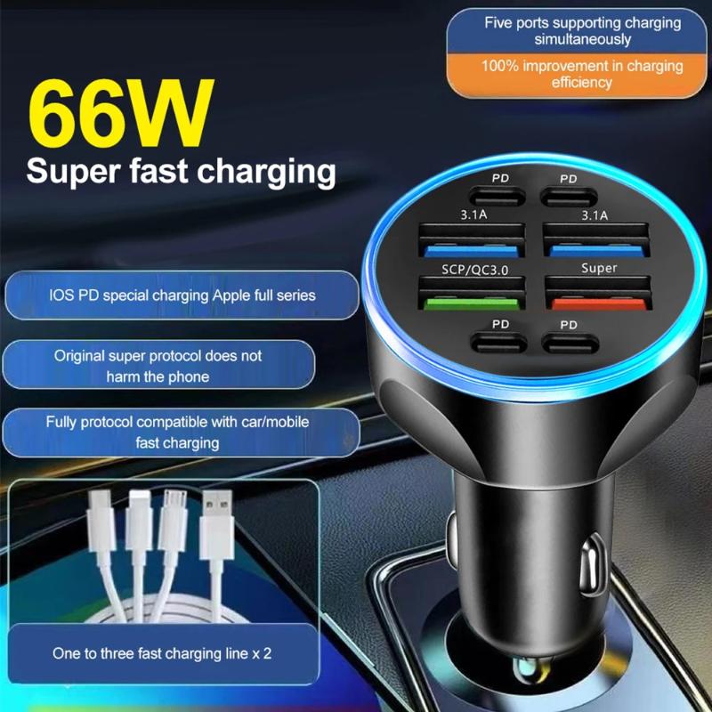 Usb C Hub - 8 Ports USB C Car Charger
